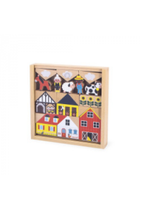 Set drvenih kocki za slaganje - Selo