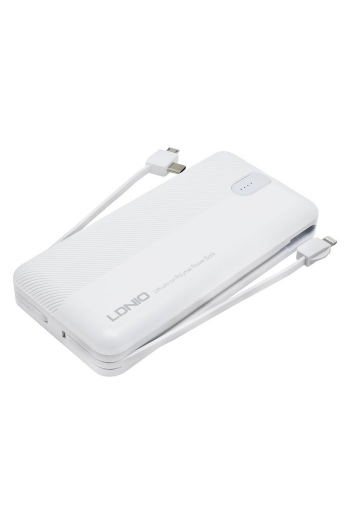 Baterija prenosiva LDNIO 20000 mAh PL2014+kabeli mikro,iPhone, tip c bijela - slika proizvoda