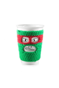 Fluffy Mugs - Morning Hero, white mug 250ml + crotched cover green