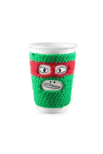 Fluffy Mugs - Morning Hero, white mug 250ml + crotched cover green - slika proizvoda