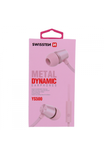 Swissten Slušalice + Mikrofon, In-Ear, Metalne, Roze/Zlatne Dynamic Ys500 - slika proizvoda