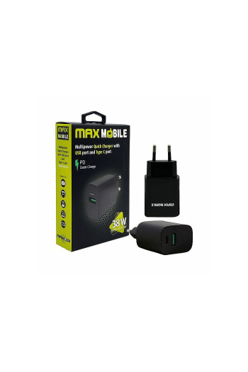 Maxmobile kućni punjač PD QC3.0 duo type C 20W+USB 18W, 2UTR3068-QP - slika proizvoda