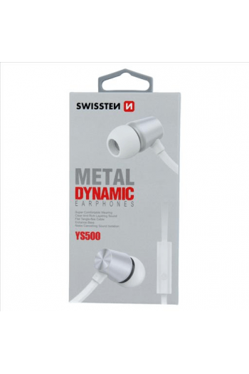 Swissten Slušalice + Mikrofon, In-Ear, Metalne, Srebrno/Bijele Dynamic Ys500 - slika proizvoda
