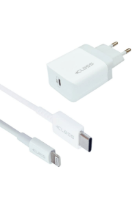 Kućni punjač + Class za Apple iphone USB-C PD 20W brzi + tip C na lightning bijeli - slika proizvoda