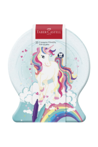 Flomaster školski 33 boje u metalnoj kutiji Connector Unicorn Faber Castell 155544 - slika proizvoda