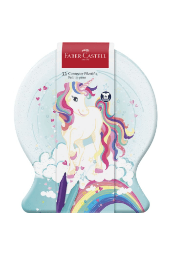 Flomaster školski 33 boje u metalnoj kutiji Connector Unicorn Faber Castell 155544 - slika proizvoda