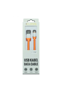 USB kabel + Class tip C silikonski, USB na tip C dužine 1.2m narančasti