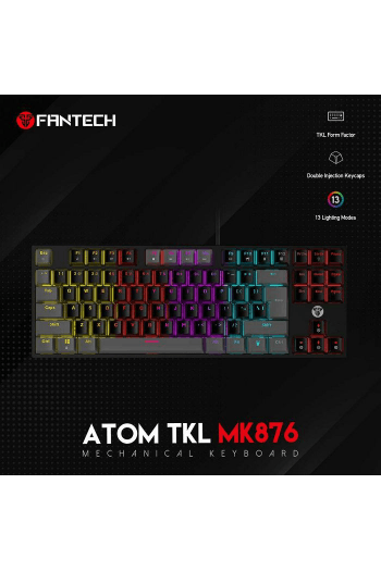 Tipkovnica gaming žična mehanička Fantech Atom TKL Red SW. MK876 Crna - slika proizvoda
