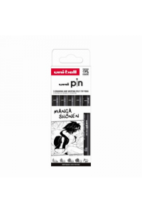 Marker Uni pin set 0.05,0.3,0.8,1.2,BR mm crni Manga Shonen 5,1 - slika proizvoda