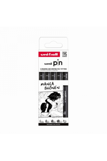 Marker Uni pin set 0.05,0.3,0.8,1.2,BR mm crni Manga Shonen 5,1 - slika proizvoda