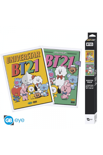 Bt21 - Set 2 Posters Chibi 52X38 - Bt21 Vintage Univertar 2 - slika proizvoda