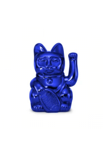 Lucky Cat Cosmic Earth, Shiny Blue, Waving cat, 8,5x10,5x15 cm, plastic, no batt.incl - slika proizvoda