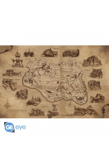 Skyrim  - Poster Maxi 91.5X61 - Illustrated Map - slika proizvoda