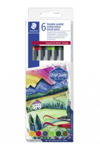 Flomaster 6 boja obostrani akvarel Europa Design Journey Staedtler - slika proizvoda