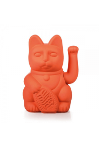 Lucky Cat, Neon Orange, waving cat, 10,5x8,5x15 cm, plastic no batt.incl. - slika proizvoda