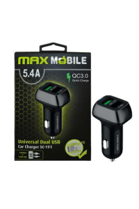 MAXMOBILE AUTO ADAPTER USB DUO SC-191 QC 3.0,27W QUICK CHARGE 5.4A crno-sivi - slika proizvoda