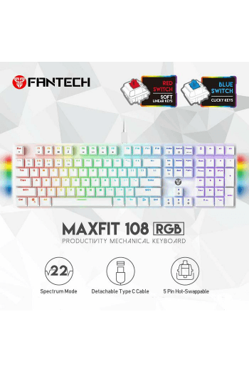 Tipkovnica gaming žična mehanička Fantech Max Fit 108 MK855RGB Space edition bijela - slika proizvoda