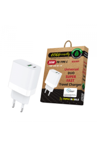 Maxmobile kućni punjač PD QC3.0 Duo type C 30W+USB - slika proizvoda