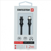 Swissten Kabel Usb-C/Usb-C, Platneni, 3A, 1.2M, Crni - slika proizvoda