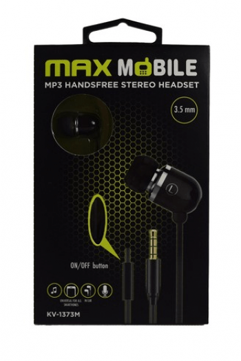 MAXMOBILE SLUŠALICE HANDSFREE KV-1373 crna, 3,5 mm - slika proizvoda