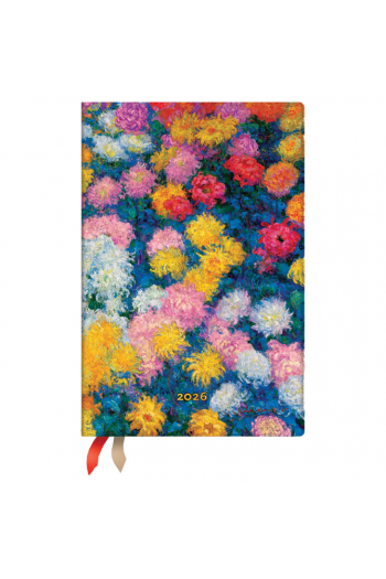 Planer tjedni 2026 9,5x14cm - mini horizontalni s gumicom Monets Chrysanthemums Paperblanks - slika proizvoda
