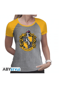 Harry Potter - Tshirt "Hufflepuff" Woman Ss Grey & Yellow - Premium L