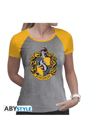 Harry Potter - Tshirt "Hufflepuff" Woman Ss Grey & Yellow - Premium L - slika proizvoda
