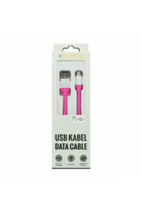 USB kabel + Class iphone 6/7/8/X/XS/11 silikonski, USB na lightning 1.2m rozi