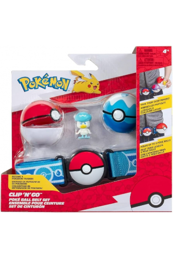 Pokemon Clip N Go Poke Ball Belt Set - Quaxly And Water Themed Belt W16 - slika proizvoda