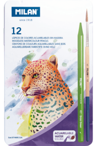 Set crtaći MILAN Todocolor met.kut: 12 bezdrv akvarel bojica+kist P12/48