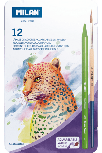Set crtaći MILAN Todocolor met.kut: 12 bezdrv akvarel bojica+kist P12/48 - slika proizvoda