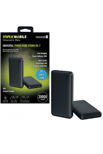Maxmobile power bank storm K8-7 20000mAh 20W PD USB-C crni - slika proizvoda