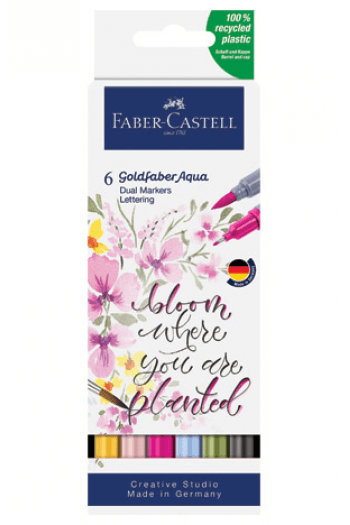 Marker obostrani akvarel 6 boja Lettering Goldfaber Faber Castell 164524 - slika proizvoda