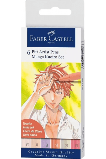 Flomaster Pitt artist 6 boja Manga Kaoiro Faber Castell 167168 blister, brush pen B - slika proizvoda