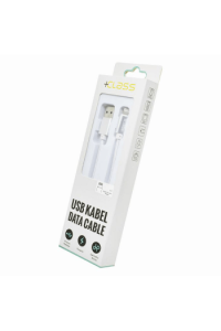 USB kabel + Class iphone 6/7/8/X/XS/XR/11 pleteni 1 m bijeli - slika proizvoda