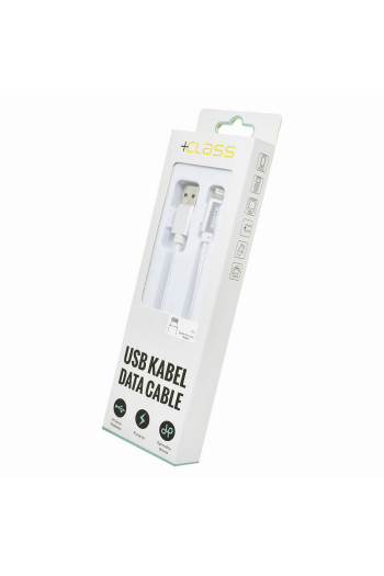 USB kabel + Class iphone 6/7/8/X/XS/XR/11 pleteni 1 m bijeli - slika proizvoda