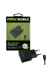 MAXMOBILE KUĆNI PUNJAČ SET 2U1 USB+ MICRO DATA KABEL 2.4A - slika proizvoda