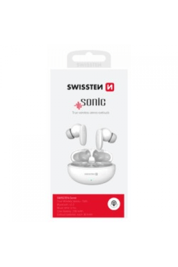 Swissten slušalice Bluetooth Earbuds, mikrofon, HandsFree, bijele Sonic - slika proizvoda
