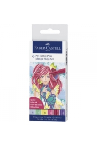 Flomaster Pitt artist 6 boja Manga Shojo Faber Castell 167155 blister, brush pen B - slika proizvoda