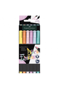 Flomaster brushpen 6 boja Black edition Faber Castell 116453 pastel blister
