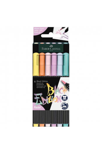 Flomaster brushpen 6 boja Black edition Faber Castell 116453 pastel blister - slika proizvoda