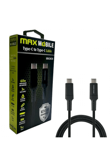 Maxmobile data kabel type C-TYPE UDC3028 Kevlar black QC 3A 1m - slika proizvoda