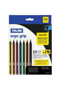 Boje drvene 1 10 duge trokutaste+ šiljilo MILAN ERGO GRIP bls P12 48 - slika proizvoda