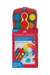 Boja vodena fi 24mm 12boja+bijela tempera Connector Faber Castell 125030 crvena kutija ~ 1 - slika proizvoda