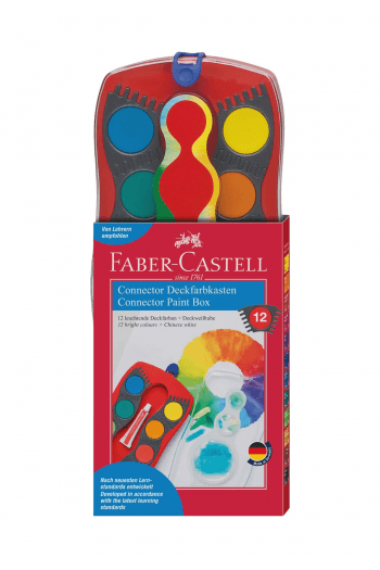 Boja vodena fi 24mm 12boja+bijela tempera Connector Faber Castell 125030 crvena kutija ~ 1 - slika proizvoda