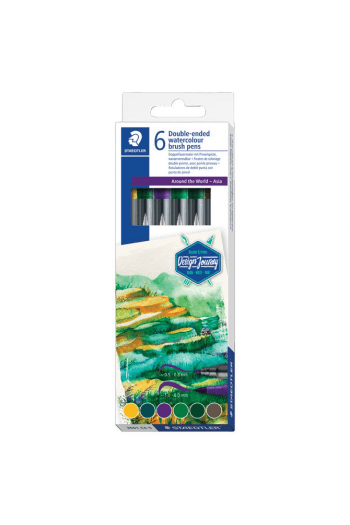 Flomaster 6 boja obostrani akvarel Asia Design Journey Staedtler - slika proizvoda