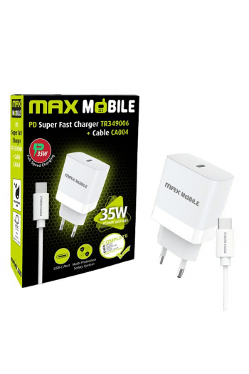 Maxmobile kućni punjač PD Super fast charge 2u1 type c+kabel, TR349006 35W - slika proizvoda