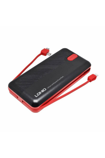 Baterija prenosiva LDNIO 20000 mAh PL2014+kabel mikro, iPhone, tip c crno-crvene - slika proizvoda