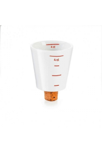 Bottly Party Shorty - Winestopper, cork + porcelain, shape: shot glass, white + print