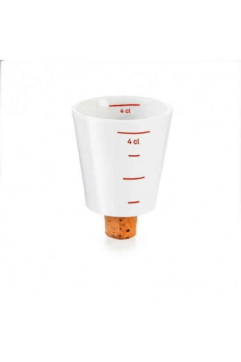 Bottly Party Shorty - Winestopper, cork + porcelain, shape: shot glass, white + print - slika proizvoda